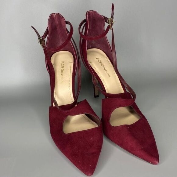 BCBGeneration Burgundy Suede Heels Pointed Toe Size 9.5 - Picture 2 of 8
